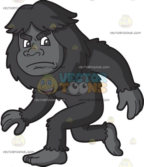 An Angry Bigfoot A Bigfoot With Dark Gray Fur Gray Skin Frowns While