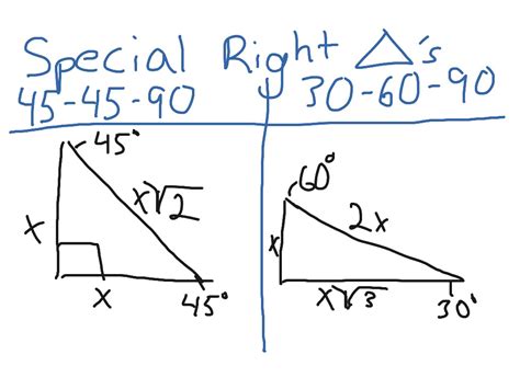 Special Right Triangles Math Showme