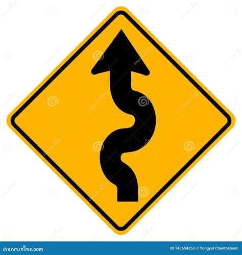 Winding Traffic Road Signvector Illustration Isolate On White