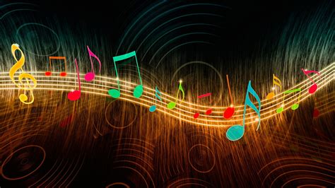 Digital Art Music Musical Notes Wavy Lines Circles Colorful