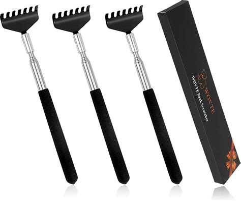 Back Scratcher Wovte 3 Pack Black Portable Extendable Stainless Steel