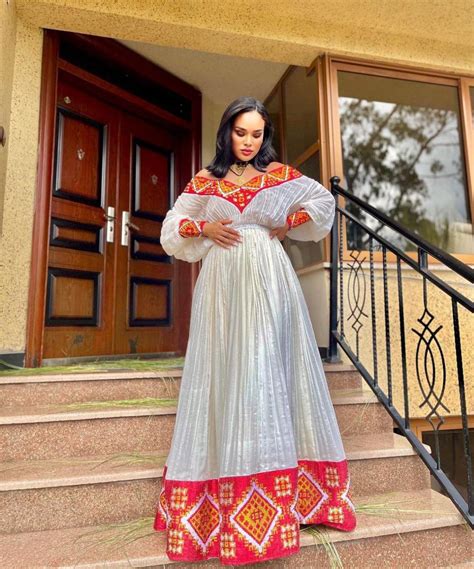 Red Traditional Dress Ethiopian Traditional Dresseritrean Dresshabesha Kemiszuriahabesha