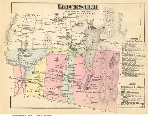 Leicester Vermont 1871 Old Town Map Reprint Addison Co Old Maps