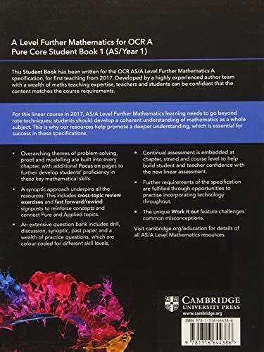 A Level Further Mathematics For Ocr A Pure Core Student Book 1 Asyear