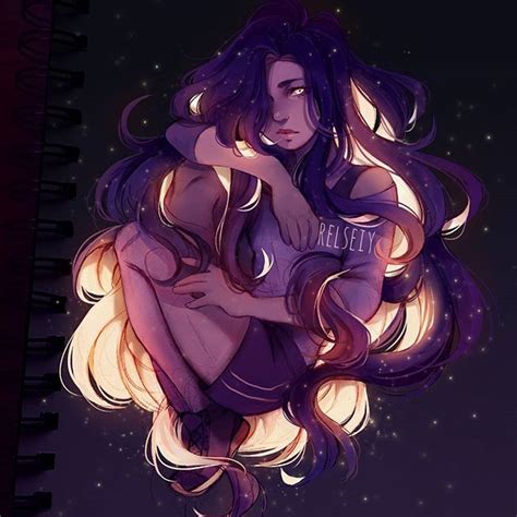 Galaxy Cute Purple Hair Anime Girl