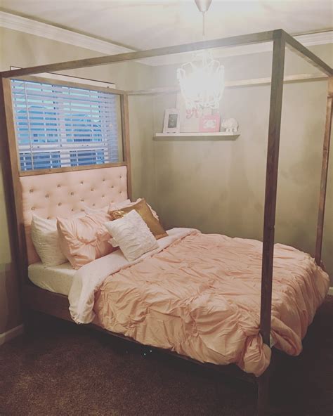 Hello everyone, today i am going to walk you through how to make a queen sized canopy bed for around 150 dollars.lets start off with materials, to build. Ana White | Hannah canopy bed full tufted - DIY Projects