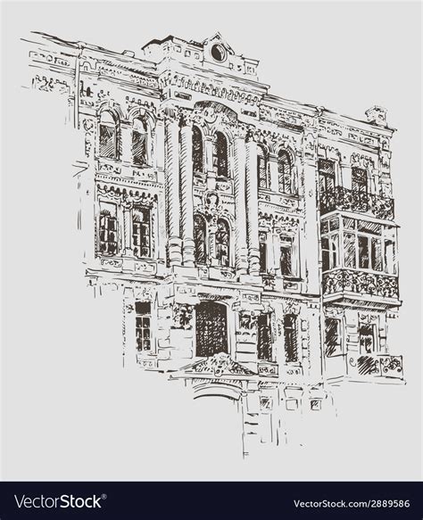 Sketch Drawing Of Kiev Historical Building Ukraine