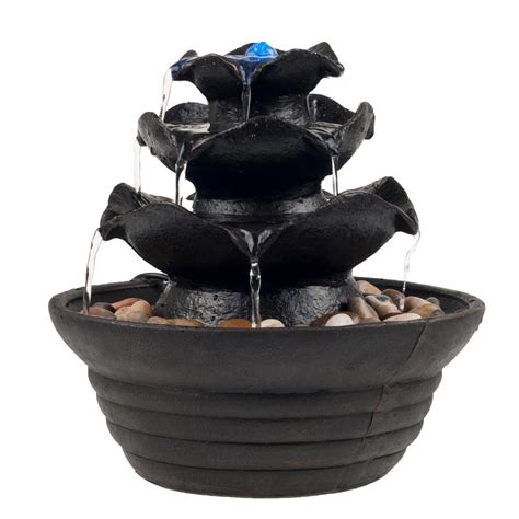 Pure Garden 10 In 3 Tier Cascading Tabletop Fountain With Led Lights