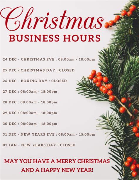 Copy Of Christmas Store Business Hours Flyer Template Postermywall