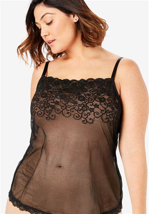 Sheer Lace Trim Camisole By Comfort Choice® Woman Within