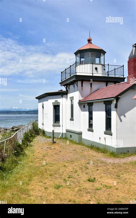 West Point Lighthouse In Discovery Park Magnolia Seattle Stock Photo