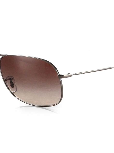 Ray Ban Rb3267 64mm Square Wrap Aviator Sunglasses In Silver Metallic For Men Lyst