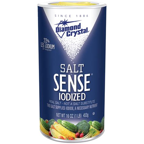 Diamond Crystal Salt Sense Iodized Salt 16 Oz Shaker