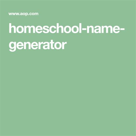 Homeschool Name Generator Name Generator Homeschool Names