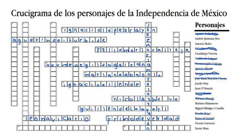 Crucigrama De Los Personajes De La Independencia De Mexico Resuelto