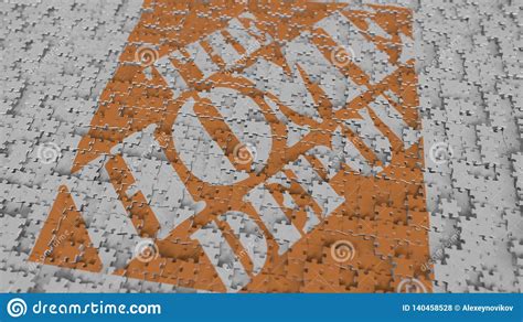The Home Depot Logo Composing With Puzzle Pieces Editorial 3d