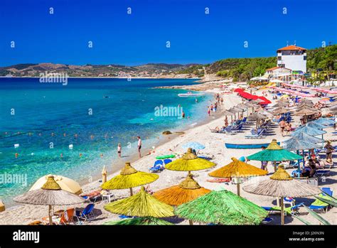 Greece Thassos September 19 Beautiful Pefkari Beach Near Potos