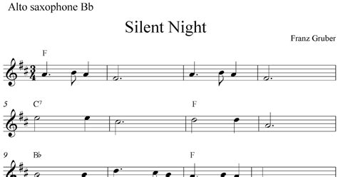Silent Night Free Christmas Alto Saxophone Sheet Music Notes