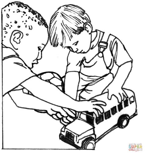 Kids Sharing Coloring Page Coloring Home
