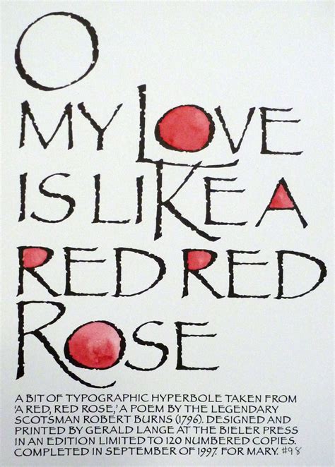 O My Love Is Like A Red Red Rose By Robert Burns Letterpress