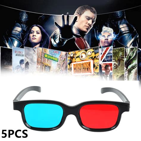 5pcs Universal 3d Plastic Glasses Oculos Red Blue Cyan 3d Glass Anaglyph 3d Movie Game Dvd