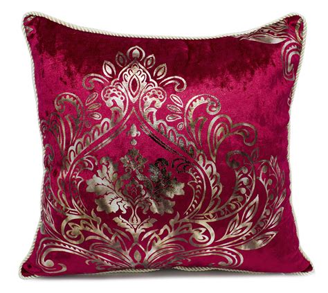 Stunning Silk Velvet Foil Floral Decorative Throw Pillow Rosegold 18
