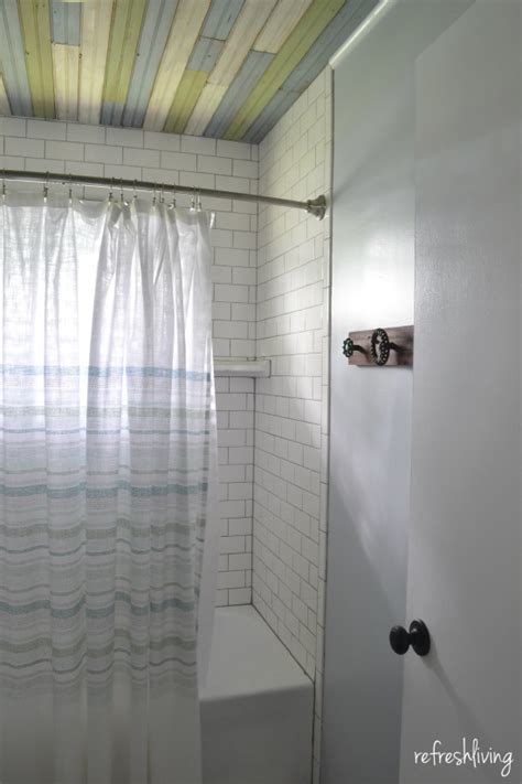I've gotten lots of emails about this bathroom. How to Install Beadboard on the Ceiling - Refresh Living