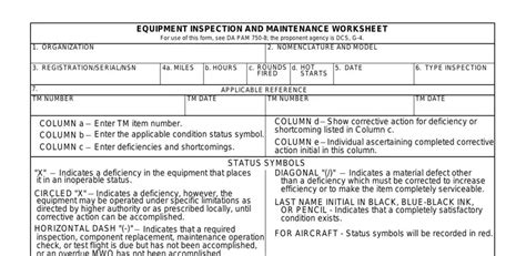 Form Da 2404 ≡ Equipment Inspection And Maintenance Worksheet