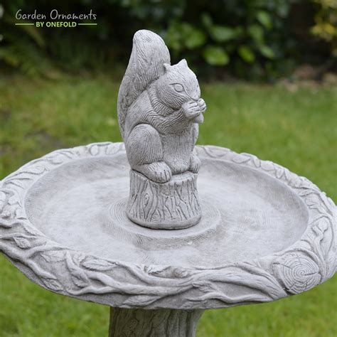 Stone Squirrel Bird Bath Onefold Ltd
