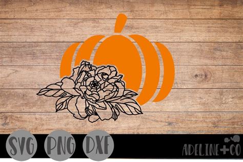 Pumpkin and flower SVG, PNG, DXF
