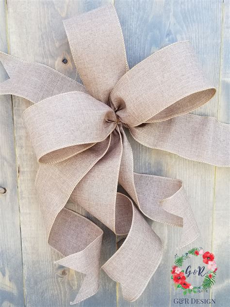 Bow For Summer Wreath Linen Wreath Bow Rustic Wreath Decor Etsy Wreath Decor Spring Wreath