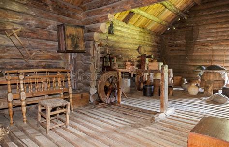 Interior Of Old Rural Wooden House Editorial Stock Image Image Of