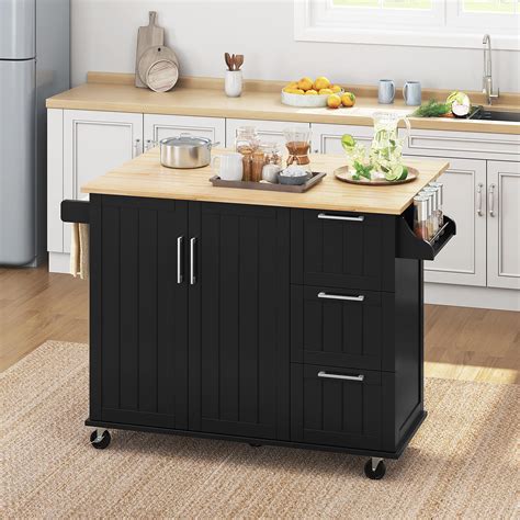 Yaheetech Kitchen Island Cart With Drop Leaf Countertop Rolling