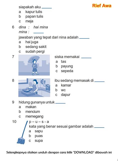 Contoh Soal Bahasa Indonesia Kelas 1 Sd Semester 2