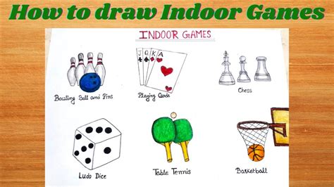 Indoor Game Drawing Ll How To Draw Indoor Game Ll Chessludo Bowling