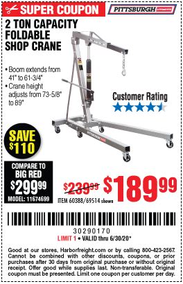 Sign up for harbor freight emails to receive free coupons, exclusive offers, future sales & hundreds of unadvertised deals. Harbor Freight Engine Hoist 2 Ton - Harbor Freight 2 Ton ...