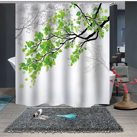 Buy Shower Curtain Popular Waterproof With 12 Hooks Printed Bathroom