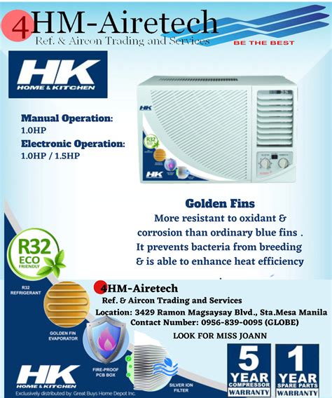 FOURHM 1.5 HP (HK-12WR/F8MD) HK Electronic Operation Window Type Aircon