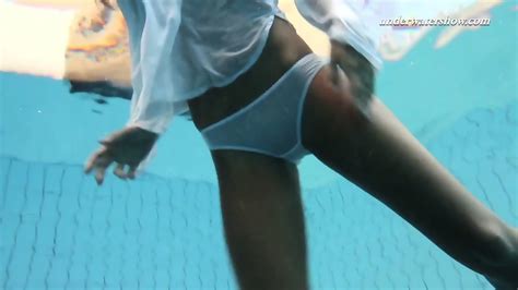 Underwater Swimming Stripping Babe Zhanetta