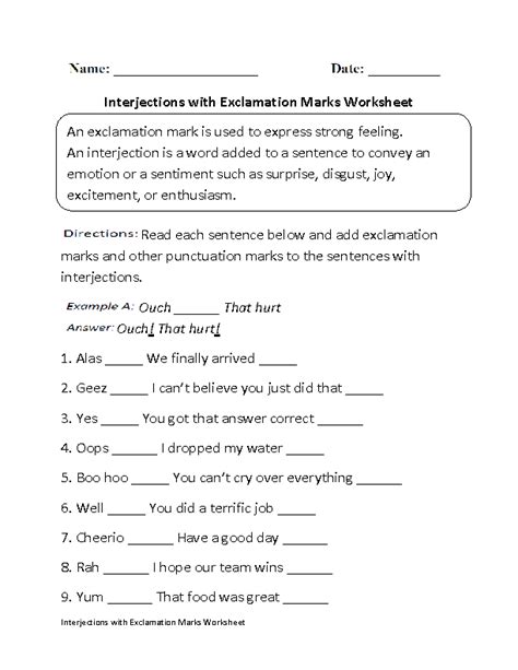 Exclamation Marks Worksheets