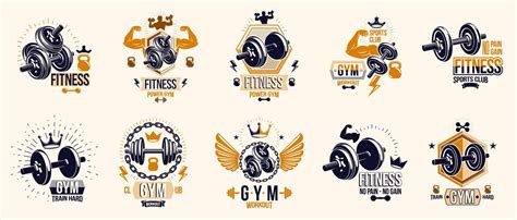 Premium Vector Gym Fitness Sport Emblems And Logos Vector Set