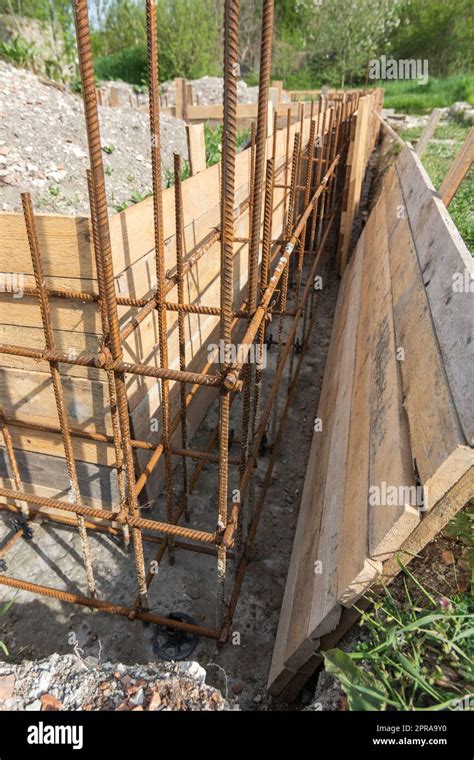 Installation Of Formwork During The Construction Of A Strip Foundation