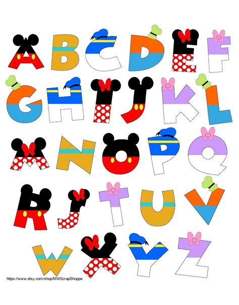 Mouse And Friends Alphabet Printable Letters Etsy Mickey Mouse
