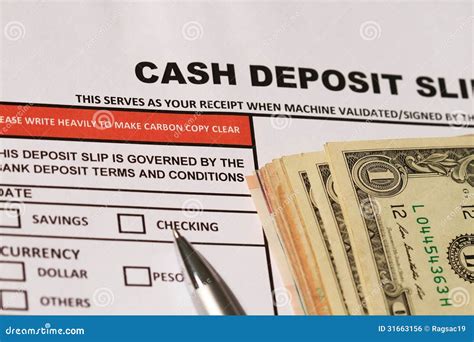 Cash Deposit Slip Stock Photo Image Of Background Bill 31663156