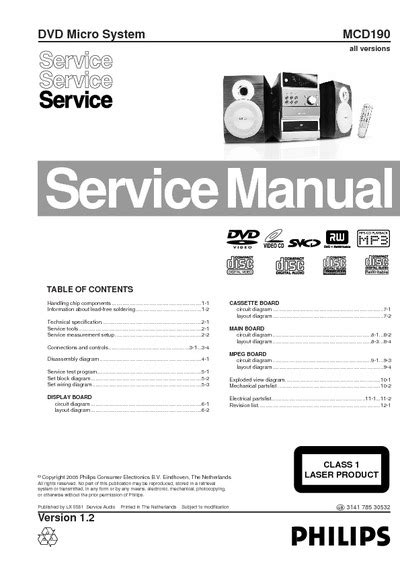 Philips Mcd190 Dvd Micro System Service Manual Repair Schematics