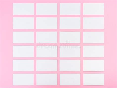 White Blank Business Cards On Pink Background With Paper Texture Stock