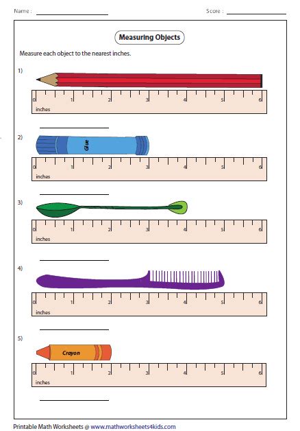 Measuring Length Of The Objects With Ruler Measurement Worksheets