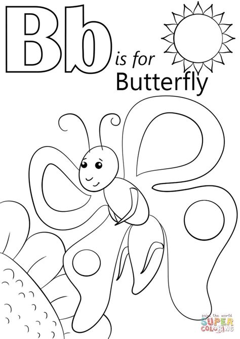 Letter B is for Butterfly | Super Coloring | Butterfly coloring page, Letter b coloring page