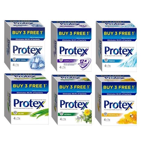 Protex Antibacterial Bar Soap 75g X 4 Eliminates 999 Bacteria