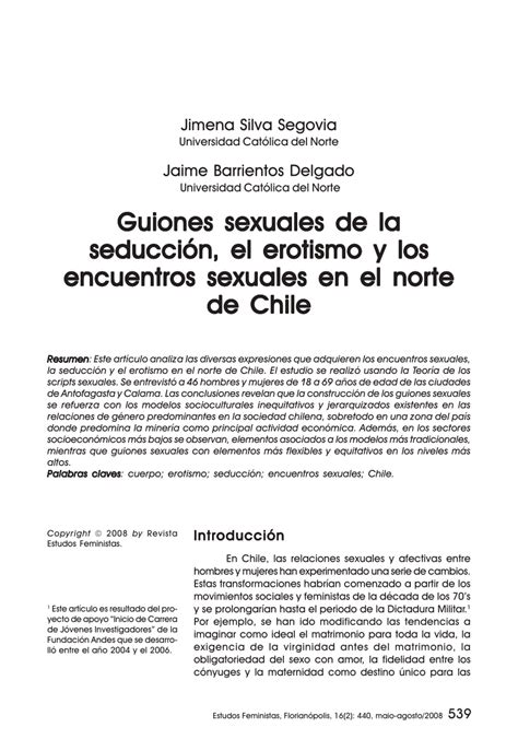 Pdf Guiones Sexuales De La Seducción El Erotismo Y Los Encuentros Sexuales En El Norte De Chile